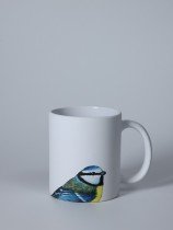 Matte Ceramic Mug with Blue Tit Illustration