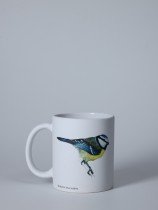 Matte Ceramic Mug with Blue Tit Illustration