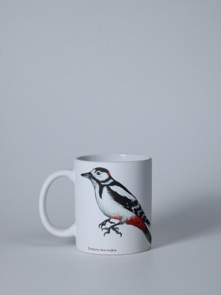 Pavāru mājas matēta keramikas krūze - Dižraibais dzenis