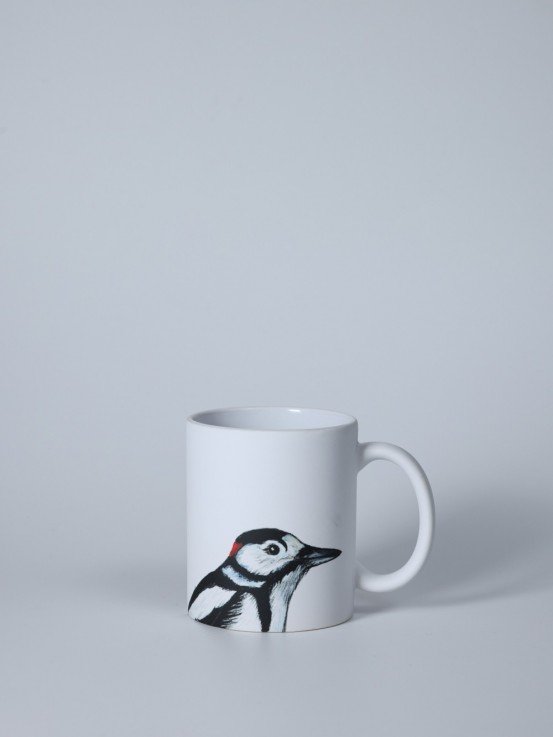 Pavāru mājas matēta keramikas krūze - Dižraibais dzenis