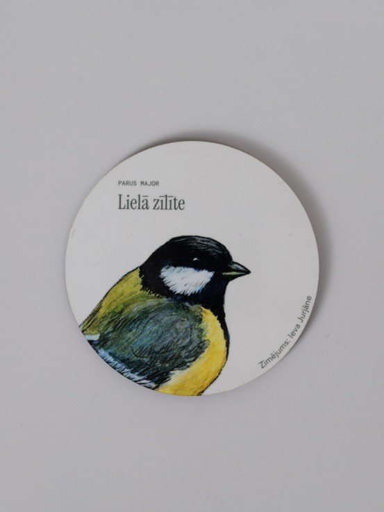 Coaster with Great Tit Illustration